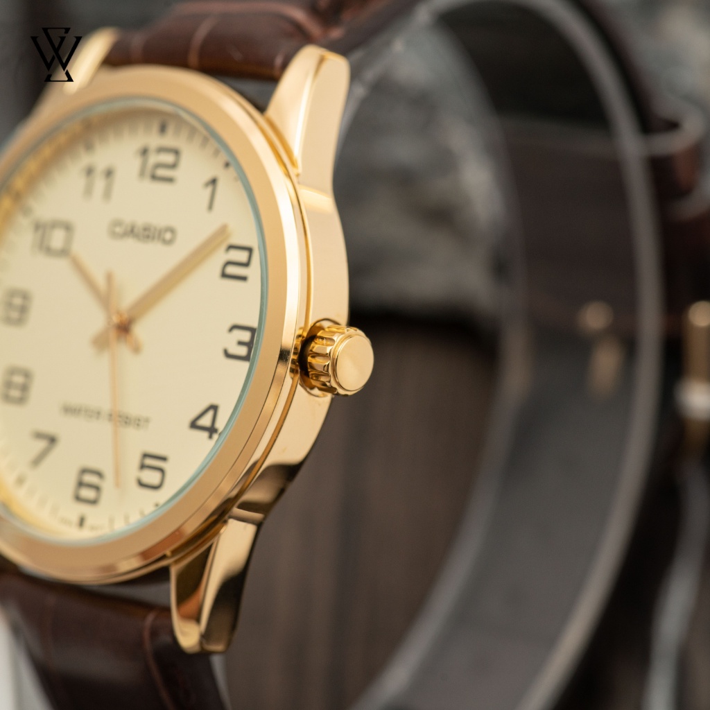 Đồng Hồ Quartz Nam Casio WATCHSTORE MTP-V001GL-9BUDF Thiết Kế Kính Khoáng 38mm, Dây Đeo Da Và Vỏ Thép Không Gỉ
