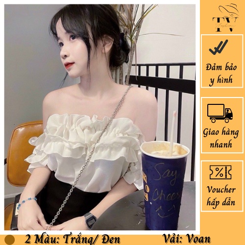 🌻 Áo Trễ Vai Tầng Bèo Nhún Bánh Bèo Siêu Cute - Mã: 380🌻