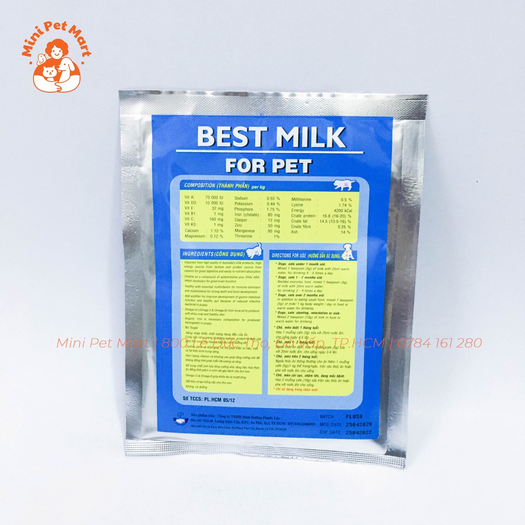 Sữa bột cao cấp dành cho chó mèo BEST MILK 100g