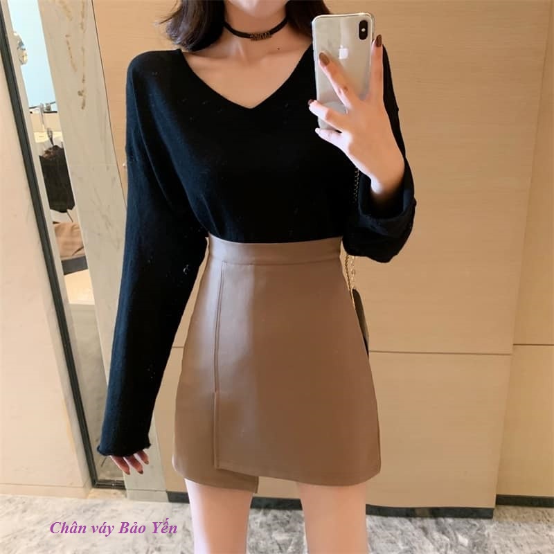 Chân váy ngắn đan tà xinh xắn có quần chống lộ (sẵn size)- M29