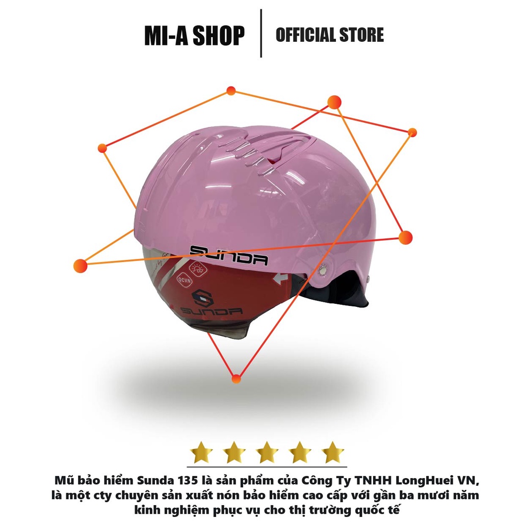 Nón bảo hiểm nửa đầu SUNDA 135D kính âm tháo lót cao cấp – nhiều màu