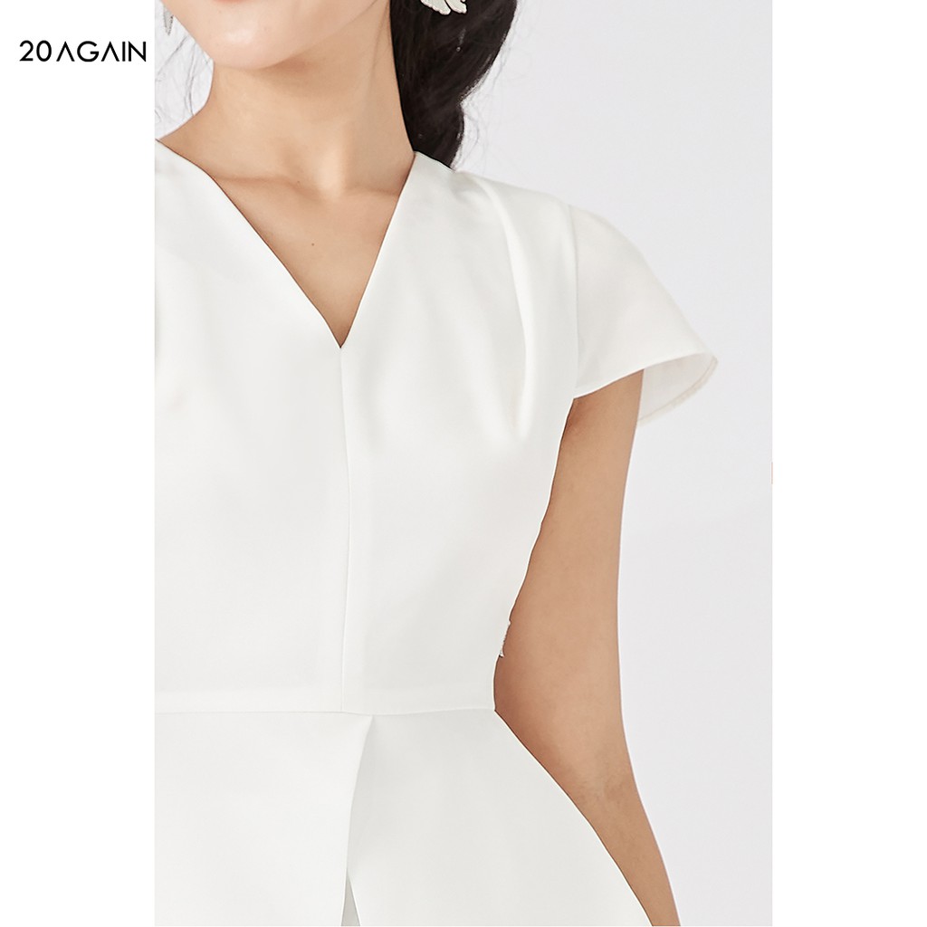 Áo sơ mi nữ peplum 20AGAIN, áo sơ mi công sở thiết kế cổ V thanh lịch, sang trọng ASA1521 | BigBuy360 - bigbuy360.vn