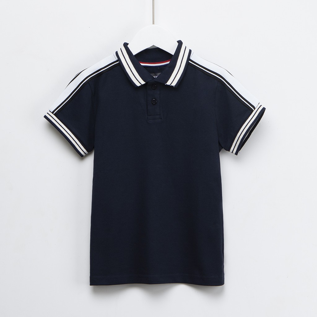 Áo polo bé trai SAYME áo thun có cổ phối sọc vai vải co giãn cho bé 20-35kg BCPO0007