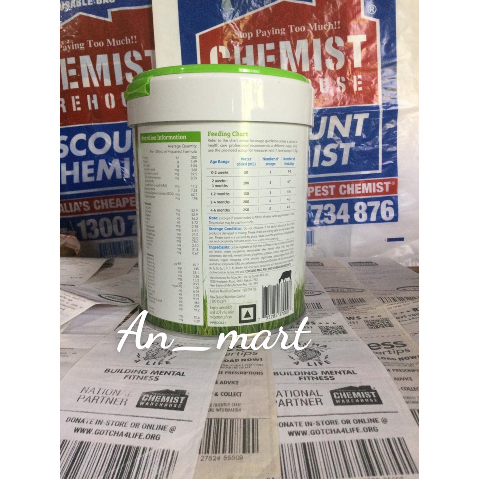 Sữa Công Thức Munchkin Grass Fed Baby Formula  Số 1,2,3, Hộp 730g Dòng Hữu Cơ Organic Hàng bay AirCargo Date Xa