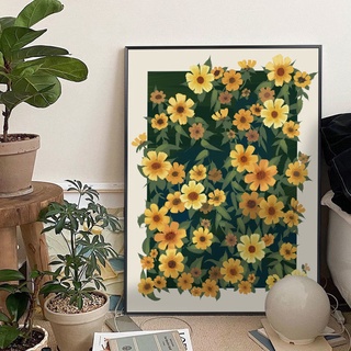 Set tranh tô màu số hóa DIY DROFE hình hoa cúc 20x30cm/ 40x50cm độc đáo trang trí nhà cửa mùa xuân