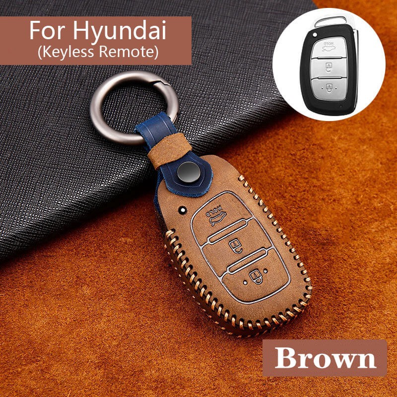 Bao Da Chất Lượng Cao Bảo Vệ Chìa Khóa Xe Hơi Hyundai Elantra Tucson Ioniq Creta I20