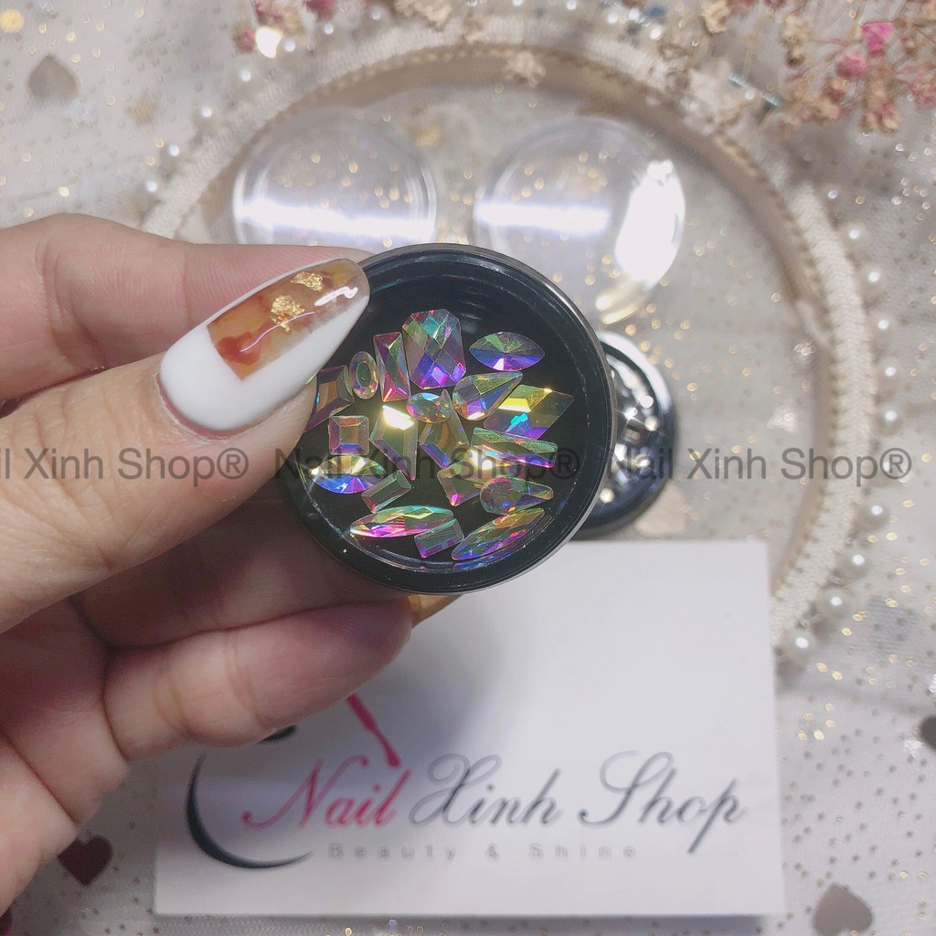 Hủ tròn trang trí móng nail,charm nail, đá nail, phụ kiện nail art ( đá loại 1 )