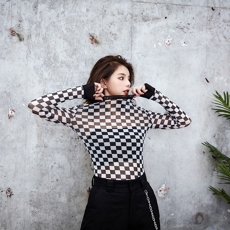 Áo croptop tay dài xuyên thấu gợi cảm cho nữ