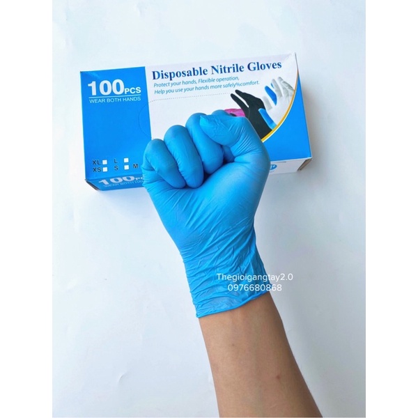 [Chính Hãng] Găng tay cao su siêu dai không bột loại 100% Nitrile cao cấp sạch sẽ