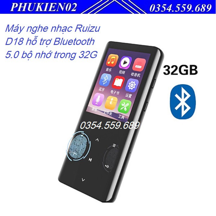 Máy nghe nhạc Ruizu D18 hỗ trợ Bluetooth 5.0 bộ nhớ trong 32G - Hifi Music Player Ruizu D18