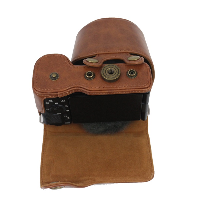 Bao Da PU Đựng Máy Ảnh Sony ZV-E10 ZVE10 Với Ống Kính 16-50mm