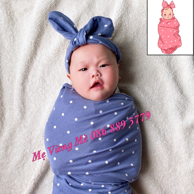 Quấn chũn vải cotton chống giật mình cho bé sơ sinh