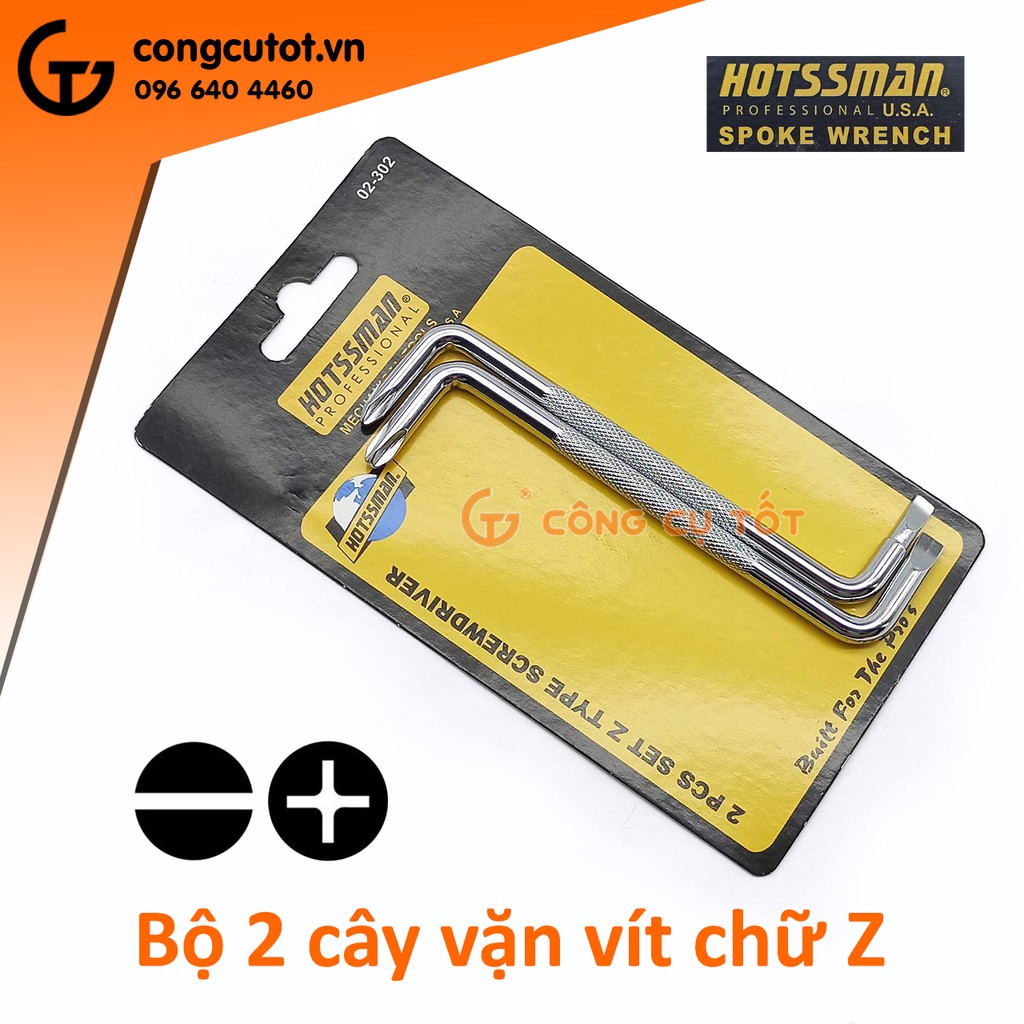 Bộ 2 cây vặn vít chữ Z 2 cạnh và 4 cạnh PH1, PH2 xi bóng HOTSSMAN