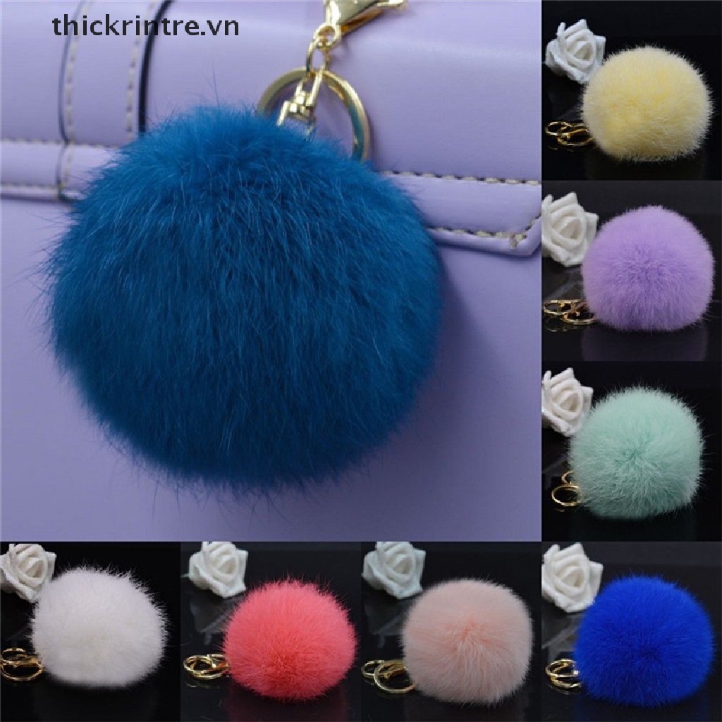 Móc Khóa Cục Bông Lông Thỏ Dễ Thương