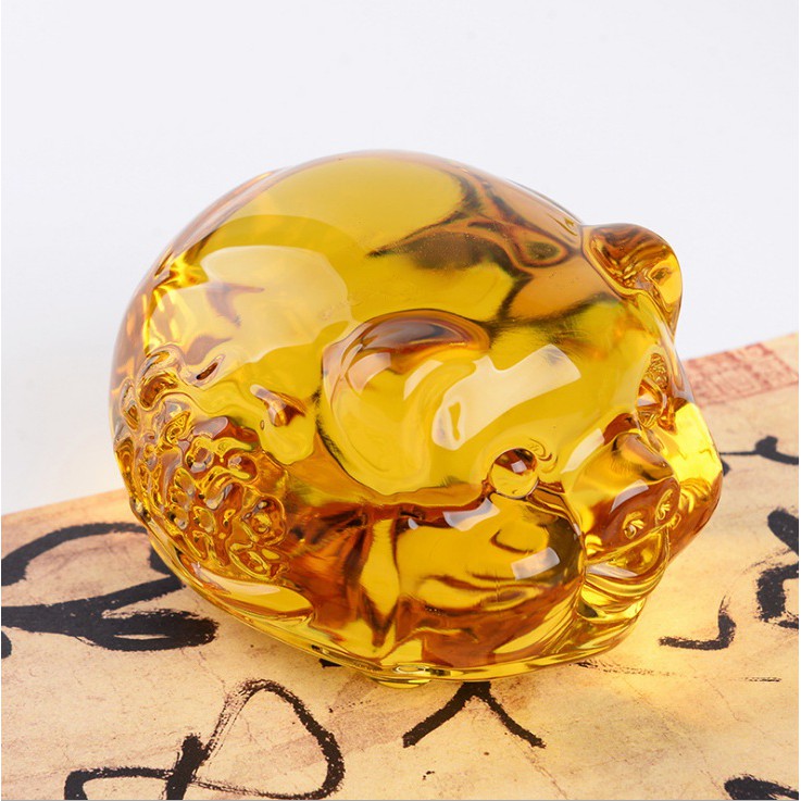 Heo Vàng, Lợn Vàng Pha Lê - cỡ NHỠ (6.5 * 5.8* 4.5) 195 gram /Crystal Gold Pig Zodiac tượng trưng ch