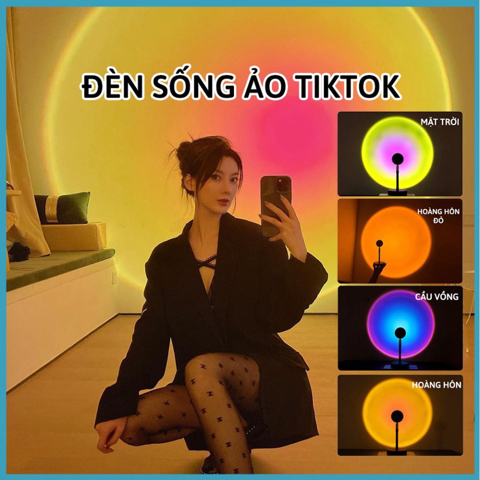 Đèn Hoàng Hôn Chuyển Được 16 Màu có remod - Đèn Tiktok 4 Màu Chiều Mao 27cm, dây USB dài quay 180 độ