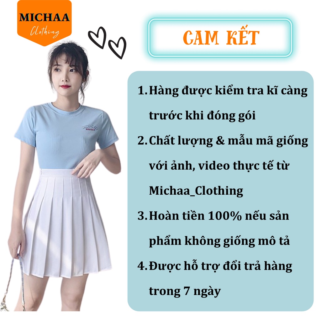 Chân Váy XẾP LY TENNIS Nữ Ngắn Dáng Xòe Lưng Cạp Cao Chữ A Có Lót Trong - MICHAA