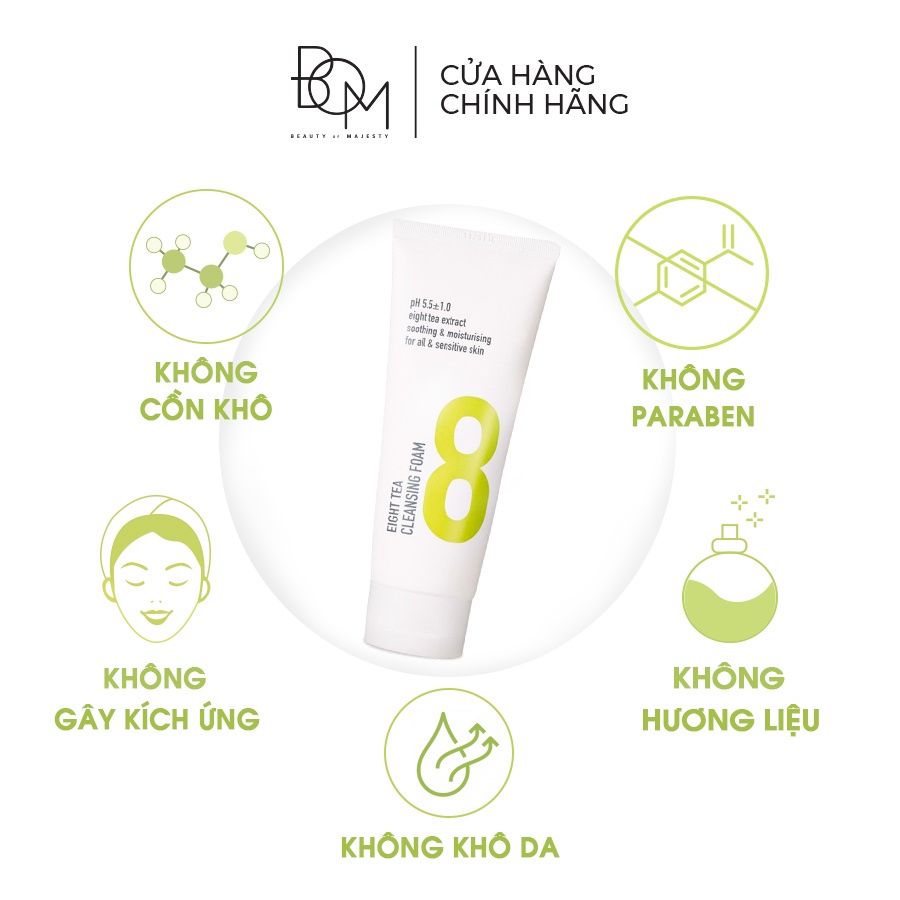 Sữa Rửa Mặt Dạng Bọt Làm Sạch Sâu Dành Cho Mọi Loại Da BOM Eight Tea 150ml