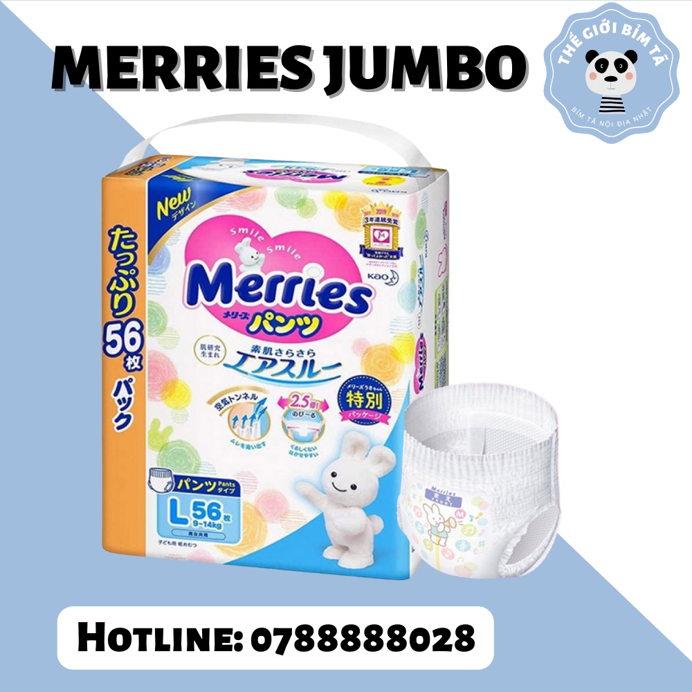 (MERRIES JUMBO)Bỉm Tã Dán/Quần Merries Nội Địa Nhật Đủ Size M76/M74/L56/XL50/XXL32