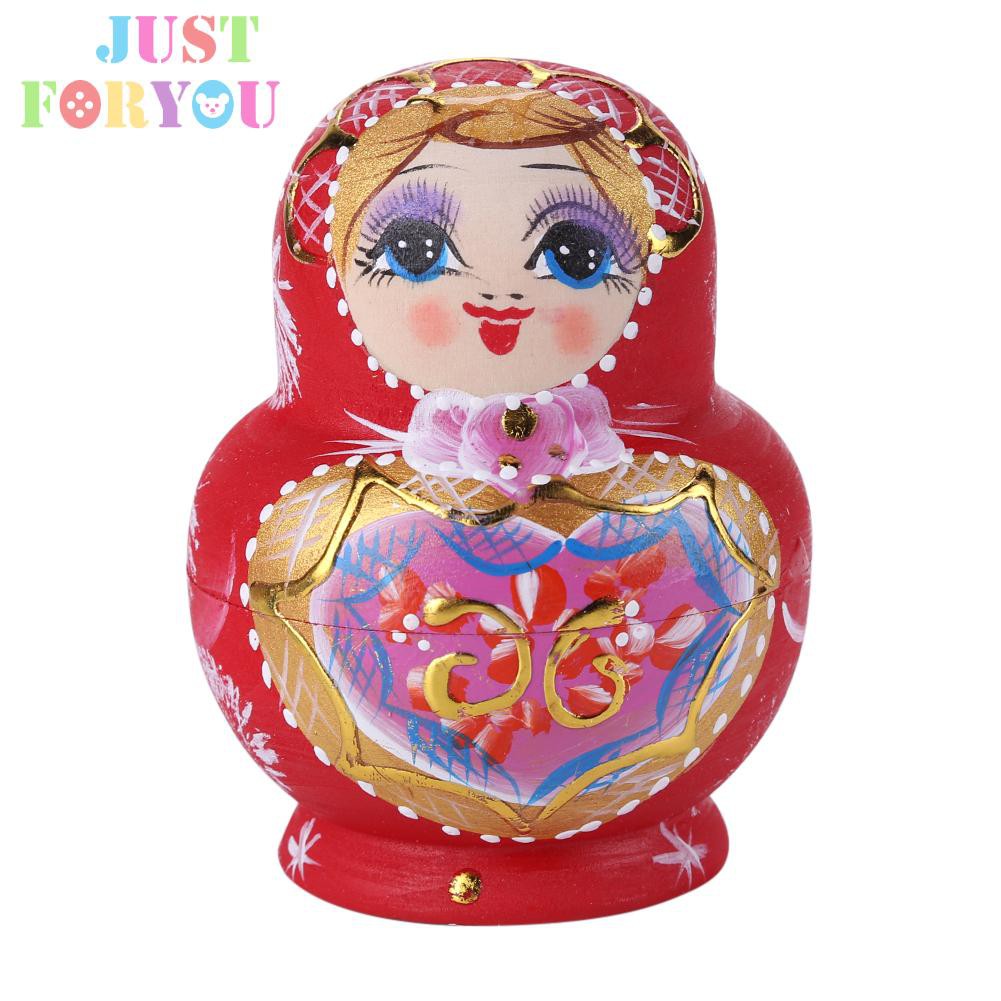 Búp Bê Nga Matryoshka Bằng Gỗ Vẽ Tay Trái Tim Cho Bé Gái