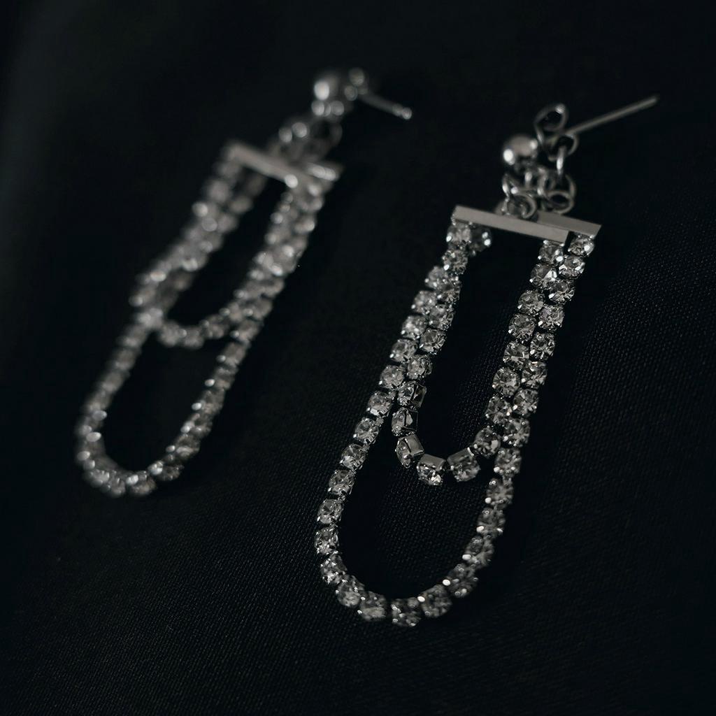 Khuyên Tai Hai Vòng Sau Lưng Đính Đá Kim Cương Lấp Lánh 22720