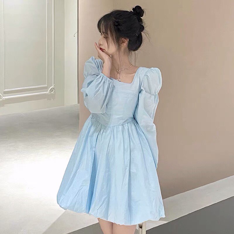 Váy Tiểu thư cổ vuông, tay bồng, phong cách nhẹ nhàng Hàn Quốc - Hàng order Quảng Châu | BigBuy360 - bigbuy360.vn