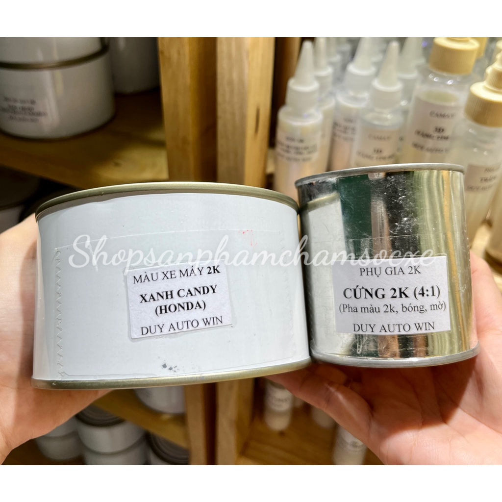 Bộ sơn xanh dương candy 2k đóng lon 500g + cứng 2k 125g