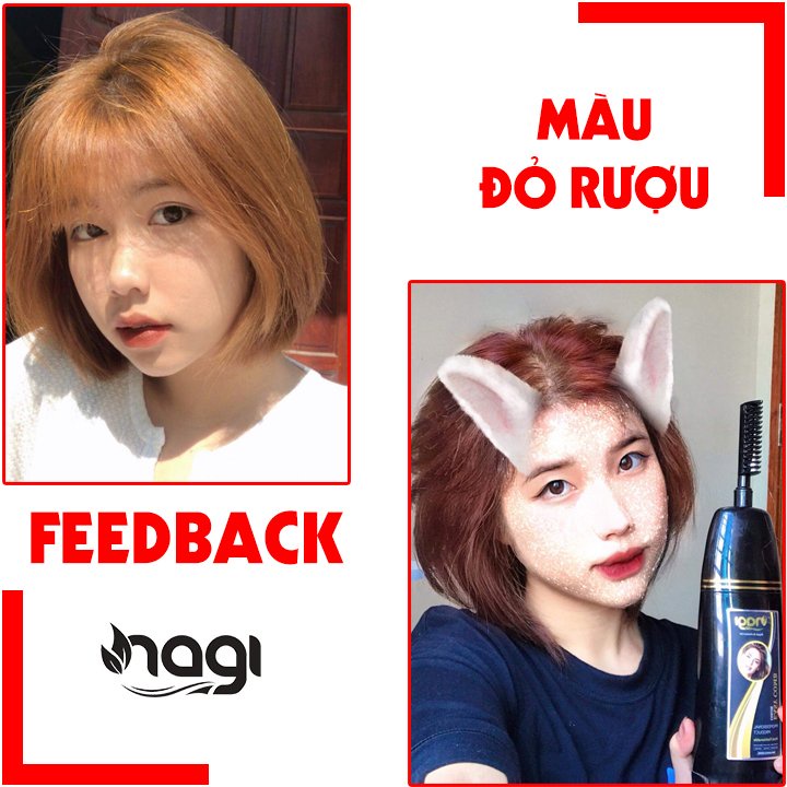 Dầu gội nhuộm tóc thảo dược màu Đỏ Rươu Nagi Liqueur Red 08 chiết xuất từ thiên chiên chai 400ml