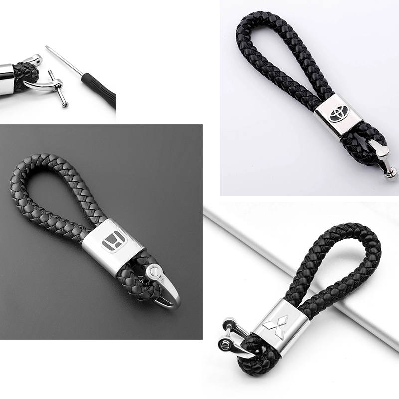Móc khóa dây da bện cho xe ô tô Toyota Honda Mitsubishi Siuki Ford Chevrolet Kia Mini Lexus
