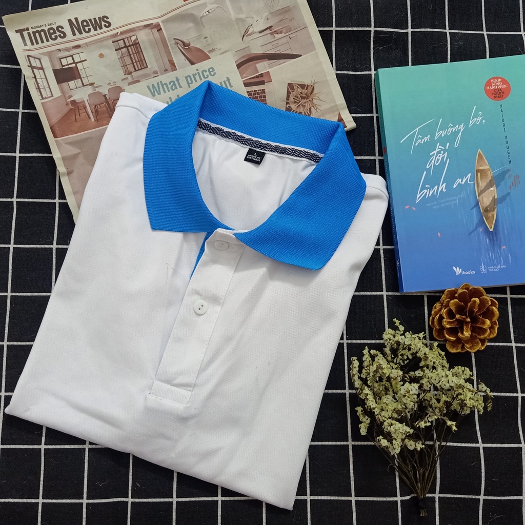 Áo Polo Nam nữ trắng phối màu - Áo thun trơn nam nữ ngắn tay có cổ,chất liệu co dãn 4 chiều cao cấp, IN ẤN theo yêu cầu