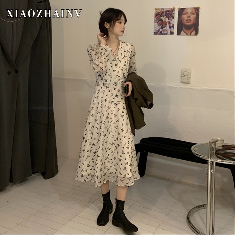 Bộ Trang Phục XIAOZHAINV Cho Nữ Gồm Đầm Tay Dài Họa Tiết Hoa + Áo Khoác Tay Dài Thời Trang Cổ Điển | BigBuy360 - bigbuy360.vn