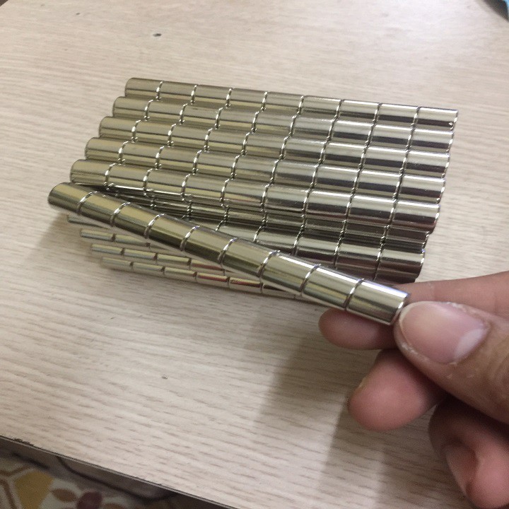 Nam châm viên trắng 10x10 mm , nam châm trụ đất hiếm lực hút mạnh
