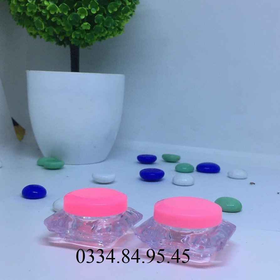 10 hũ nhựa vuông DĨA BAY nắp hồng 5g  _ChaiLoHuMyPham