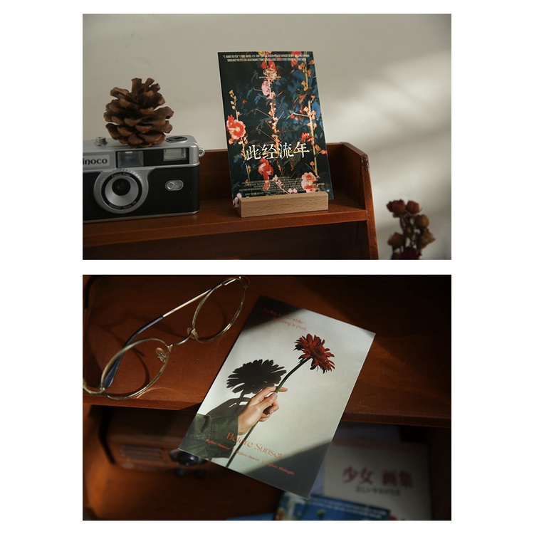 Ảnh trang trí dán tường hình decor vintage aesthetic retro set postcard bưu thiếp tranh giấy treo phòng học bàn học