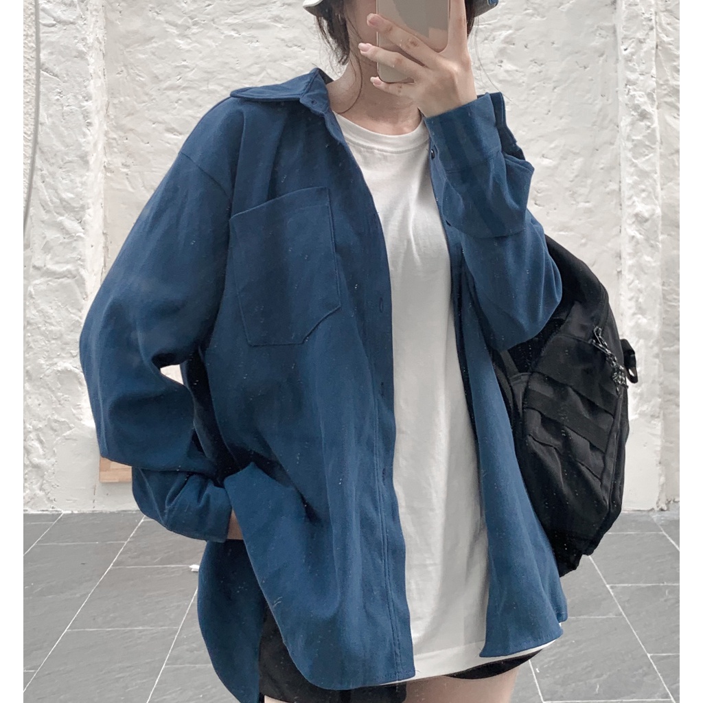 Áo sơ mi form rộng phong cách hàn quốc