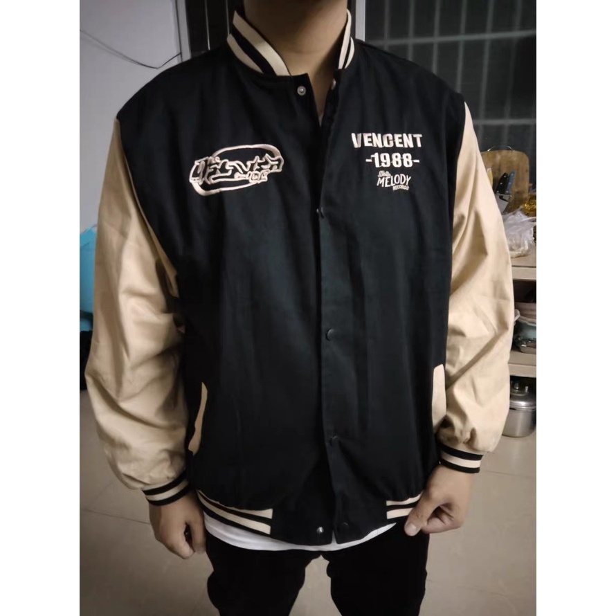 Áo Khoác Bóng Chày 2 Lớp, ⚡ Ulzzang Áo Bomber Nam Nữ Chất Liệu Kaki Nót Gió Phong Cách Hàn Quốc From Rộng Dáng Thụng