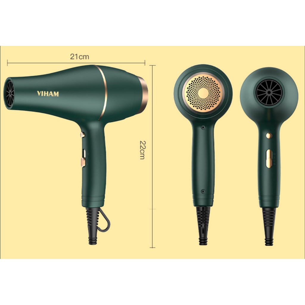 Máy sấy tóc công suất 3500W VIHAM, tích hợp ion với 3 chế độ sấy bảo vệ an toàn cho tóc - Tặng kèm 3 món FREE