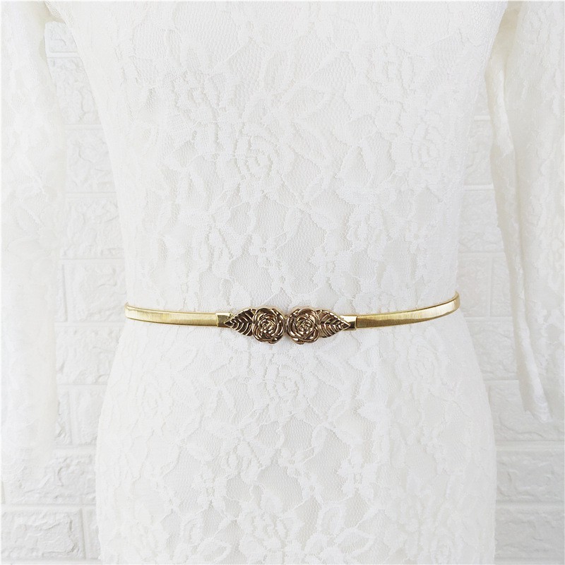 Thắt lưng vintage kim loại hoa hồng và lá dễ thương TTL13
