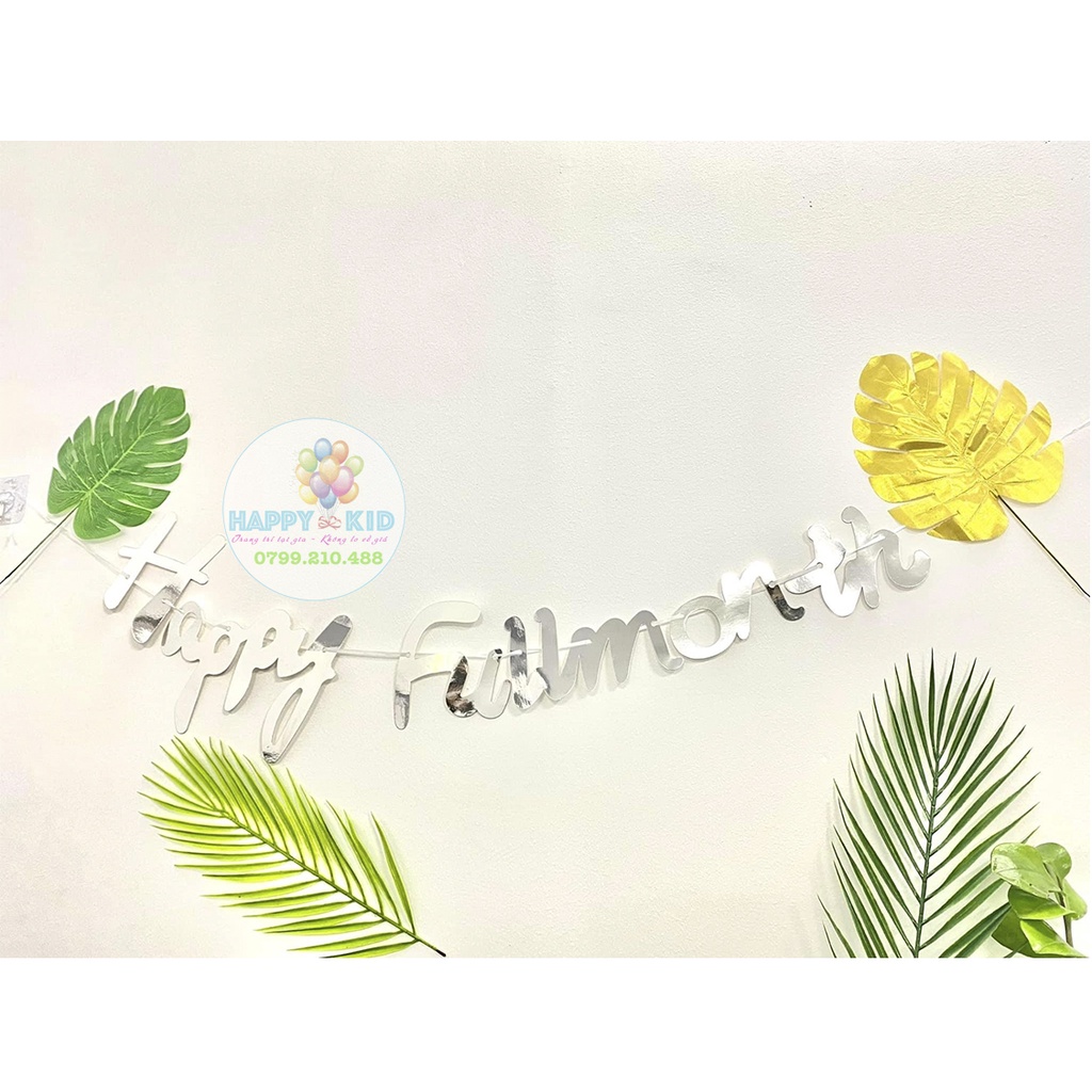 Dây chữ Happy Full Month ép kim trang trí đầy tháng bé trai bé gái HAPPYKID DCFM