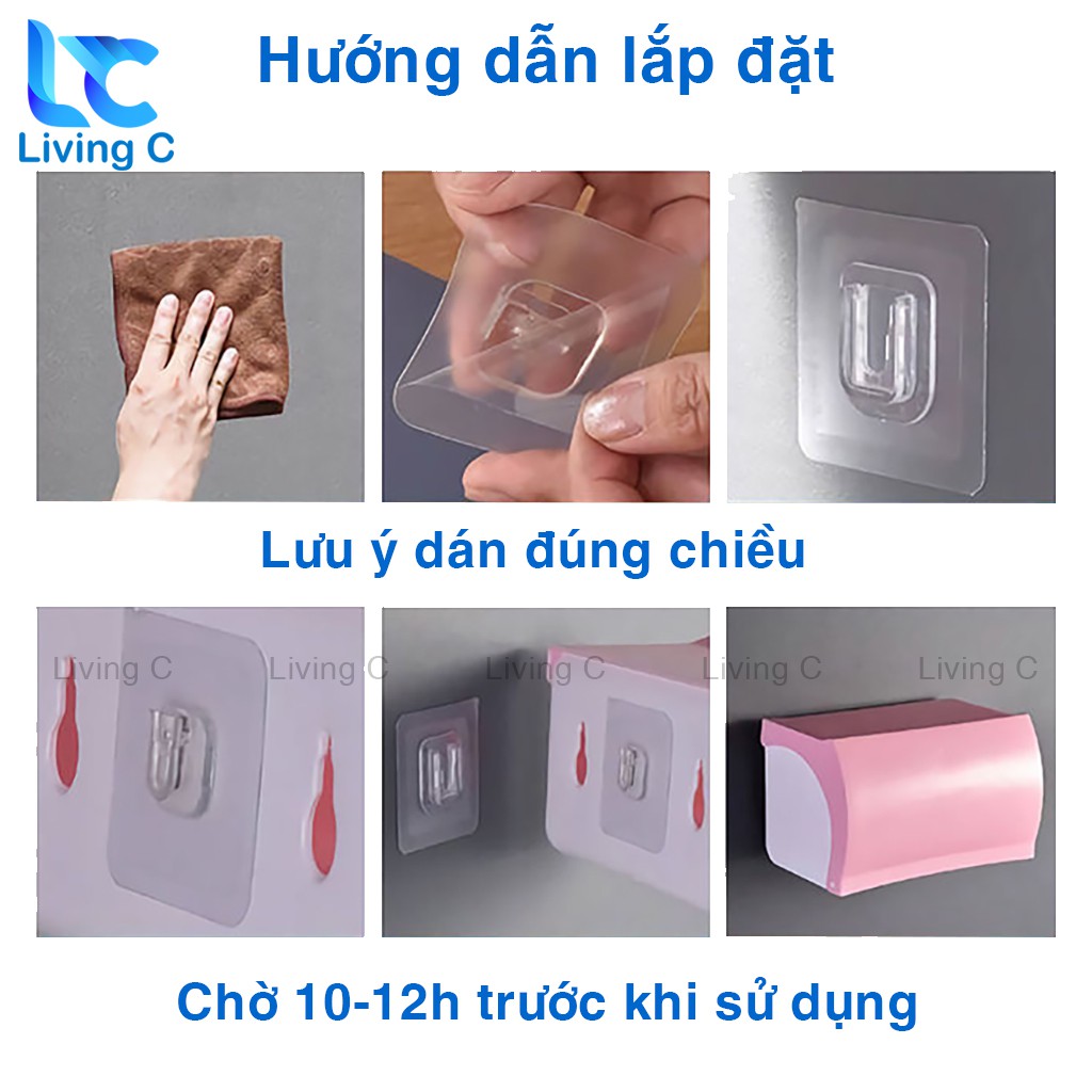 Miếng dán tường ghép chữ U và chữ T loại lớn Living C, bộ móc dán treo ổ điện, treo tranh, gương dán tường _UTL