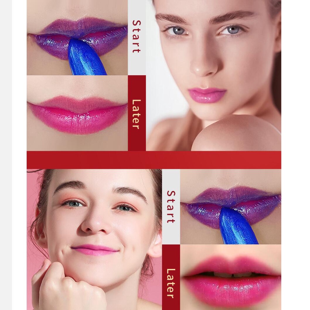 Son Môi Dưỡng Ẩm Lâu Trôi Không Thấm Nước Thay Đổi Màu Sắc Theo Nhiệt Độ Dành Cho Nữ