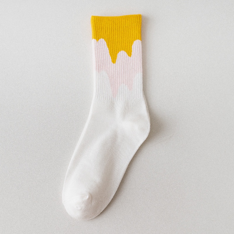 Vớ cổ cao nam nữ vải cotton co giãn hoạ tiết màu Ulzzang phong cách Hàn Quốc M44