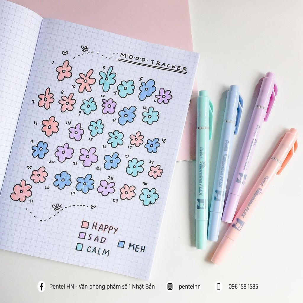 Bộ 8 Bút Dạ Quang 2 Đầu Pentel Màu Pastel SLW11P | Nét Bút Trơn, Mực Ra Đều, Nhanh Khô Không Nhòe