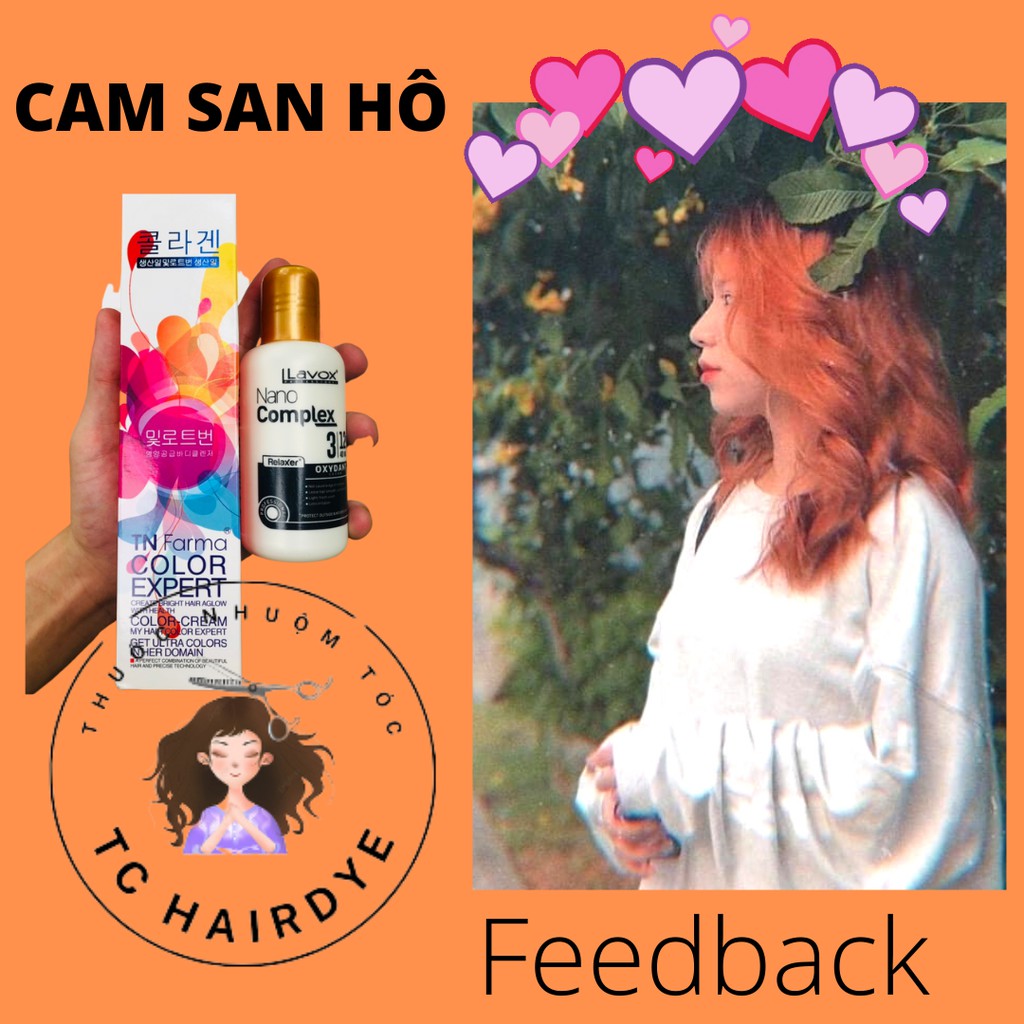 ( TẨY TÓC) Thuốc nhuộm tóc CAM SAN HÔ lên từ nền tóc tẩy