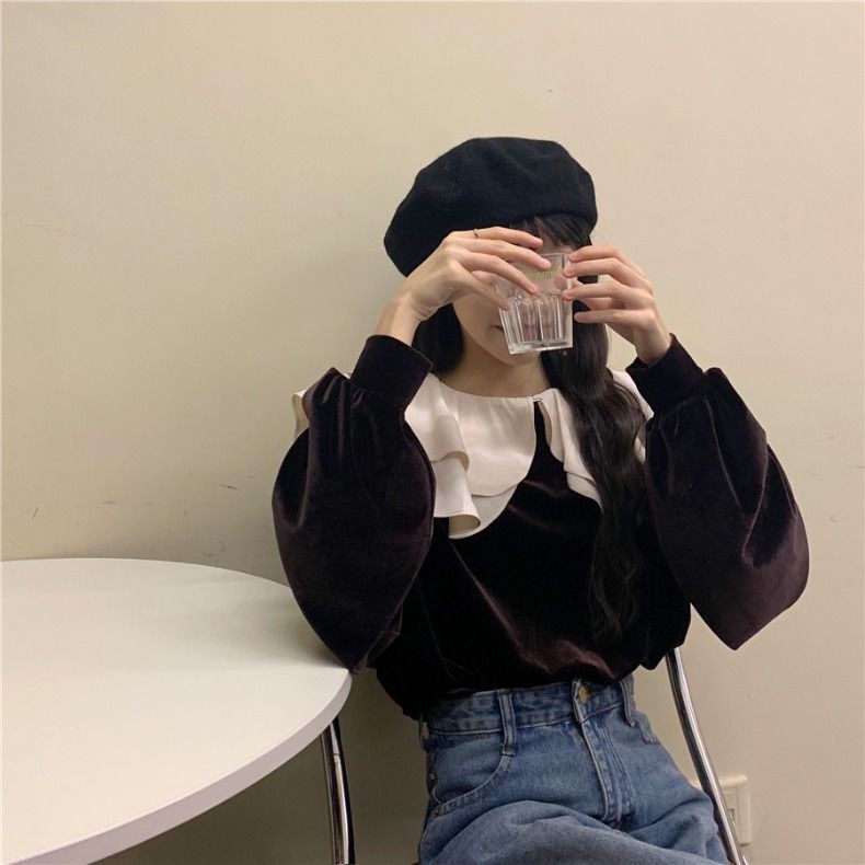 MỚI Áo sơ mi nữ tay dài dáng rộng phong cách Hàn Quốc