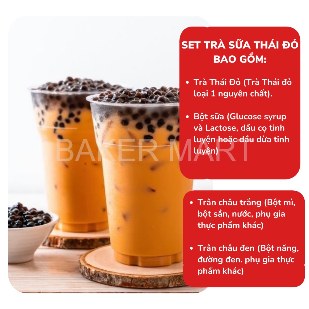 Set Nguyên Liệu Pha Trà Sữa Thái Đỏ - Nguyên liệu làm bánh Baker Mart