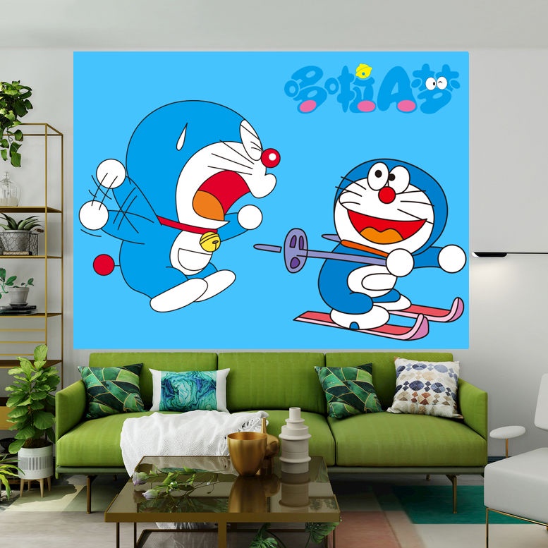 Phim hoạt hình Doraemon Jingle Cat Nền Vải Giường ngủ tập thể Trang trí Tường Phòng ngủ Treo Vải Tường Vải Những gì bạn thấy là những gì bạn nhận được