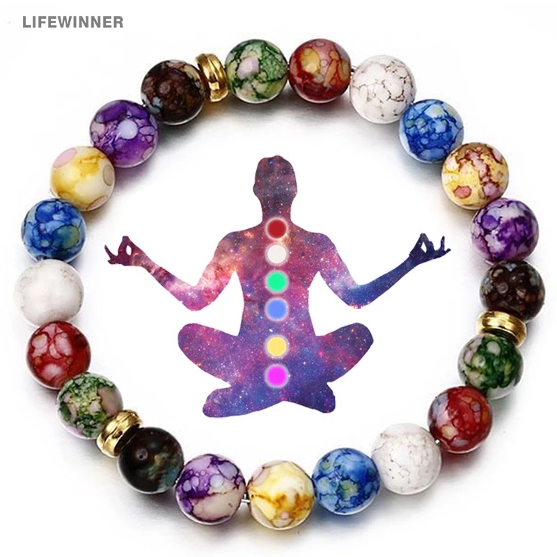 Vòng Đeo Tay Xâu Hạt Đá Núi Lửa Bảy Màu Sắc Đa Dạng Trang Sức Sức Khỏe Chữa Bệnh Luân Xa / Vòng Tay May Mắn / Trang Sức Quà Tặng Sinh Nhật