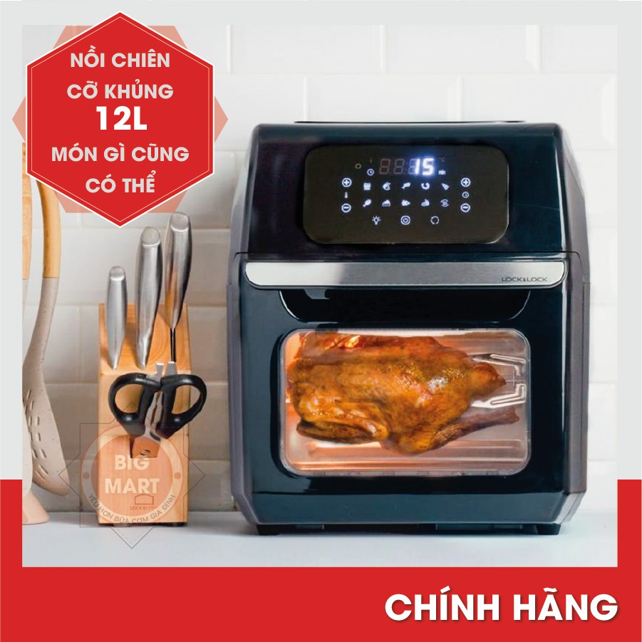 NỒI CHIÊN KHÔNG DẦU LOCK&amp;LOCK EJF696BLK  1800W (12 Lít) - Hàng Chính Hãng