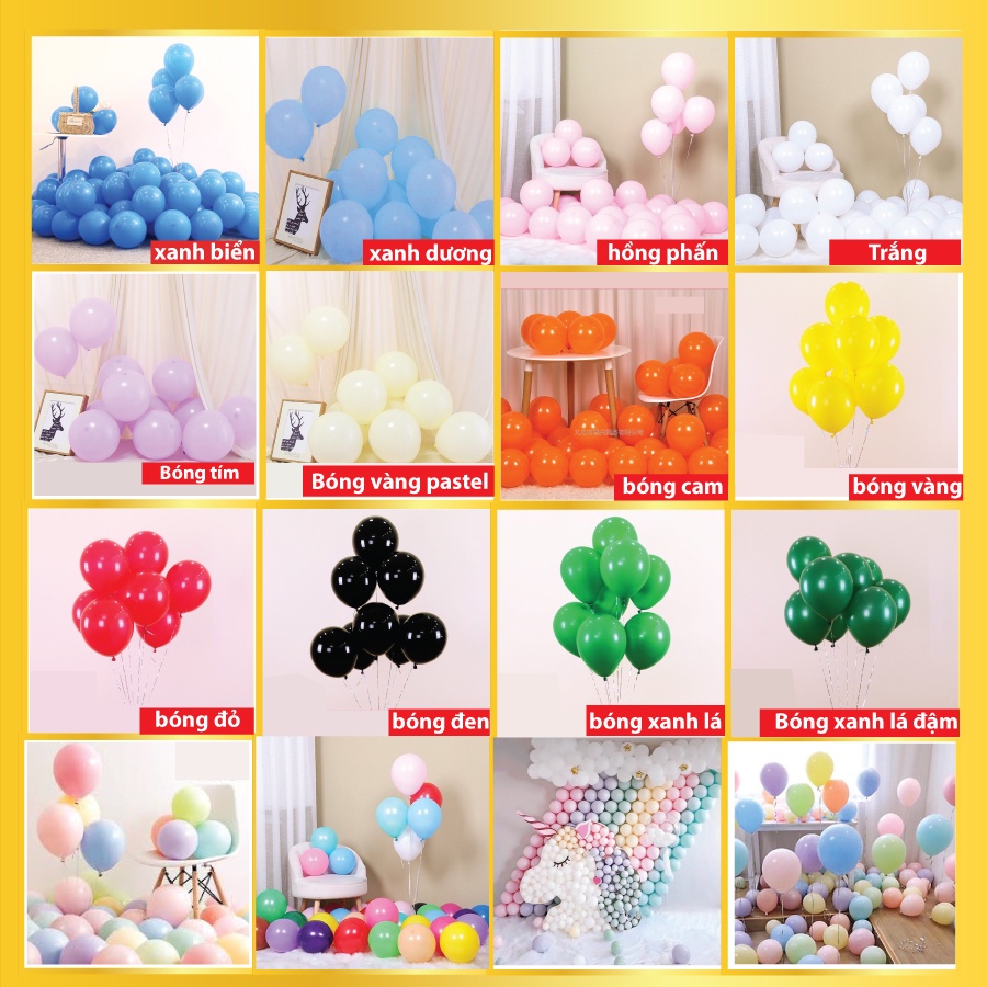 Bóng bay trang trí sinh nhật, trang trí tiệc cưới, tiệc kỉ niệm loại dày đẹp 2.2g ,sét 50 quả, YẾN NHI SHOP
